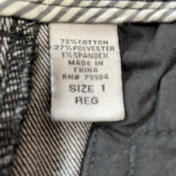 Chico’s Platinum Jeans Size 1 M/8 Black Wash Denim STRATTON MR Trouser Wide Leg - Picture 9 of 11